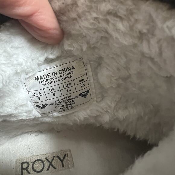 Roxy Dakota Sz 8 Booties Faux Leather Sherpa Lined Block Heels Boho Western Tie - Picture 5 of 8